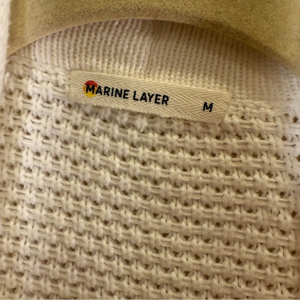 Marine Layer Women’s Cotton Cream Knit Cardigan Sz M - Picture 7 of 10